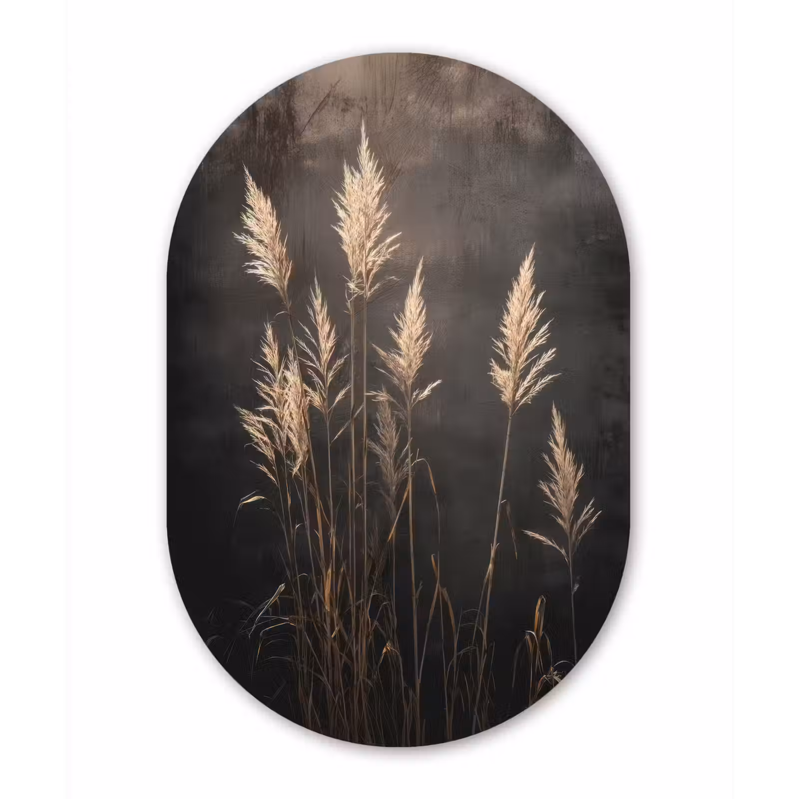 Muurovaal - aluminium - Siergras - Pluimen - Verlichting - Zwart — 1