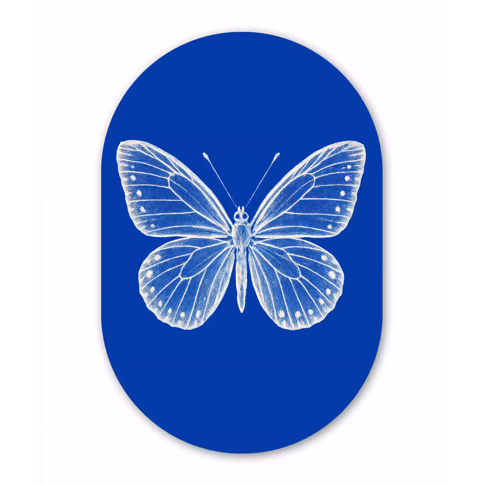 Muurovaal - aluminium - Vlinder - Wit - Getekend - Stippen — 1