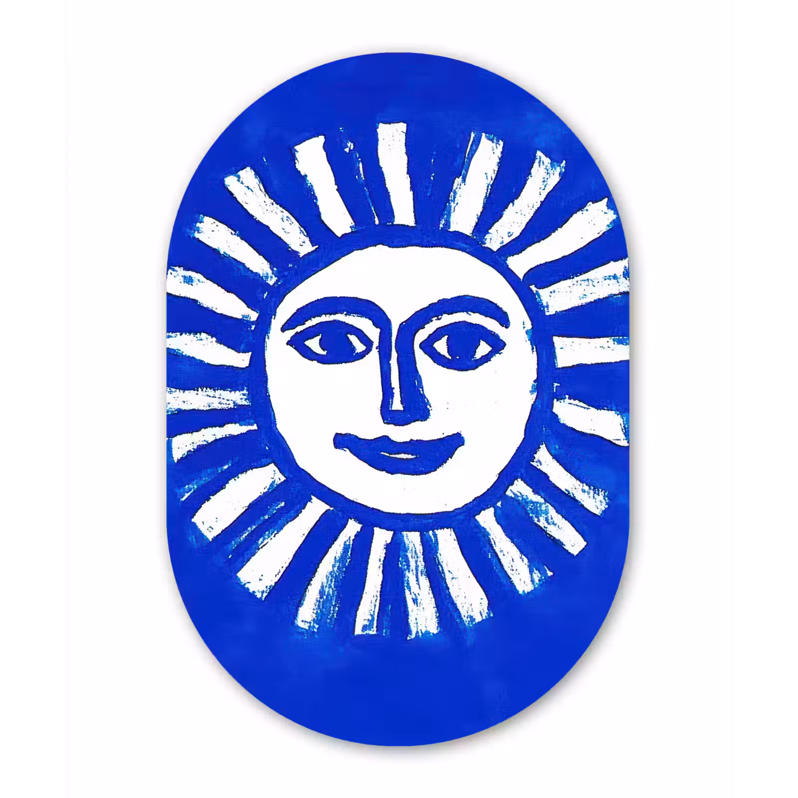 Muurovaal - aluminium - Zon - Gezicht - Penseelstructuur - Blauw — 1