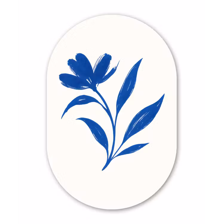 Muurovaal - aluminium - Bloem - Blaadjes - Minimalistisch - Blauw — 1