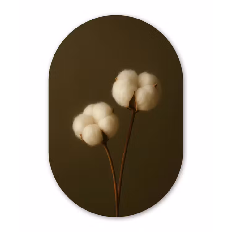 Muurovaal - aluminium - Takken - Katoen - Wit - Bollen — 1