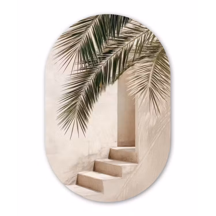 Wandoval Glas – Palmboom - Schaduw - Trap - Beige — 1
