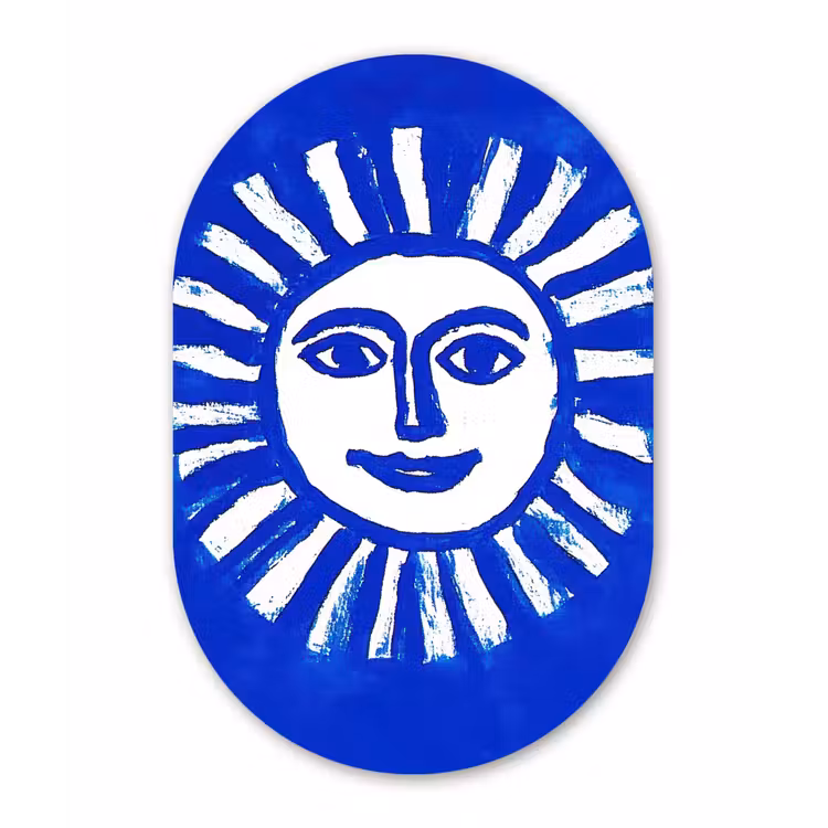 Wandoval Glas – Zon - Gezicht - Penseelstructuur - Blauw — 1