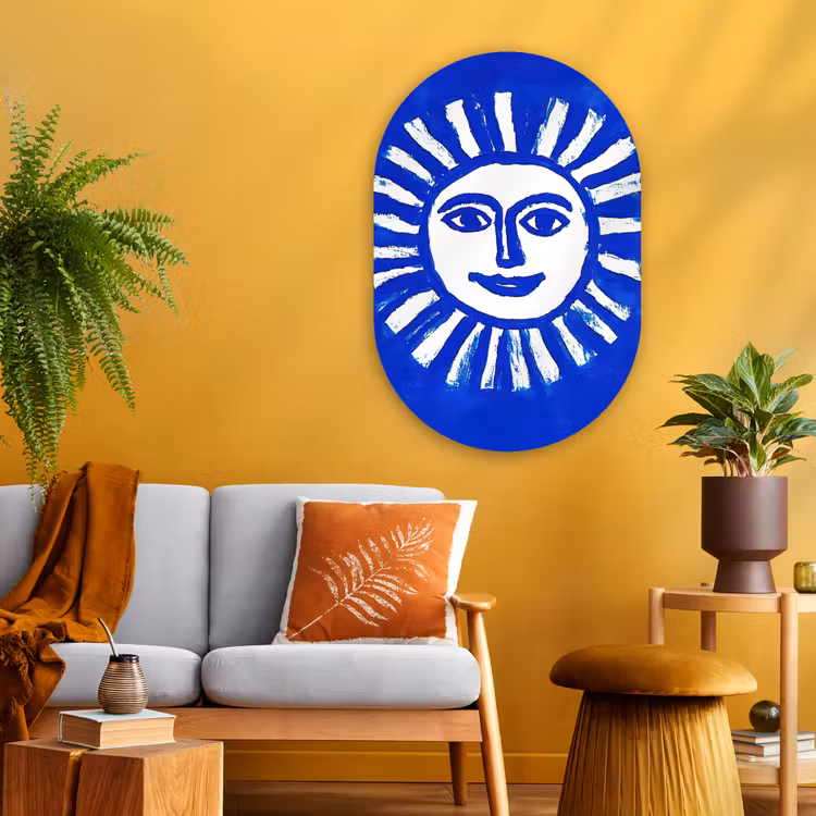 Wandoval Glas – Zon - Gezicht - Penseelstructuur - Blauw — 3