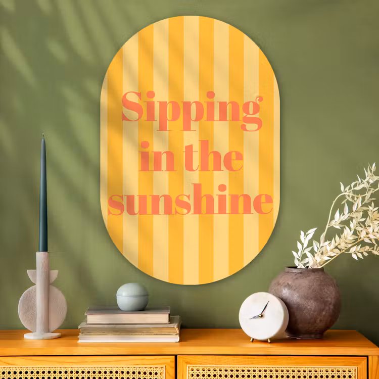 Wandoval Glas – Gestreept - Geel - Sunshine - Letters — 2