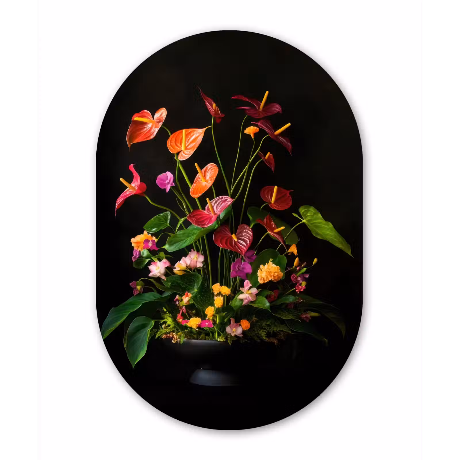 Muurovaal - aluminium - Bloemen - Vaas - Kleurrijk — 1