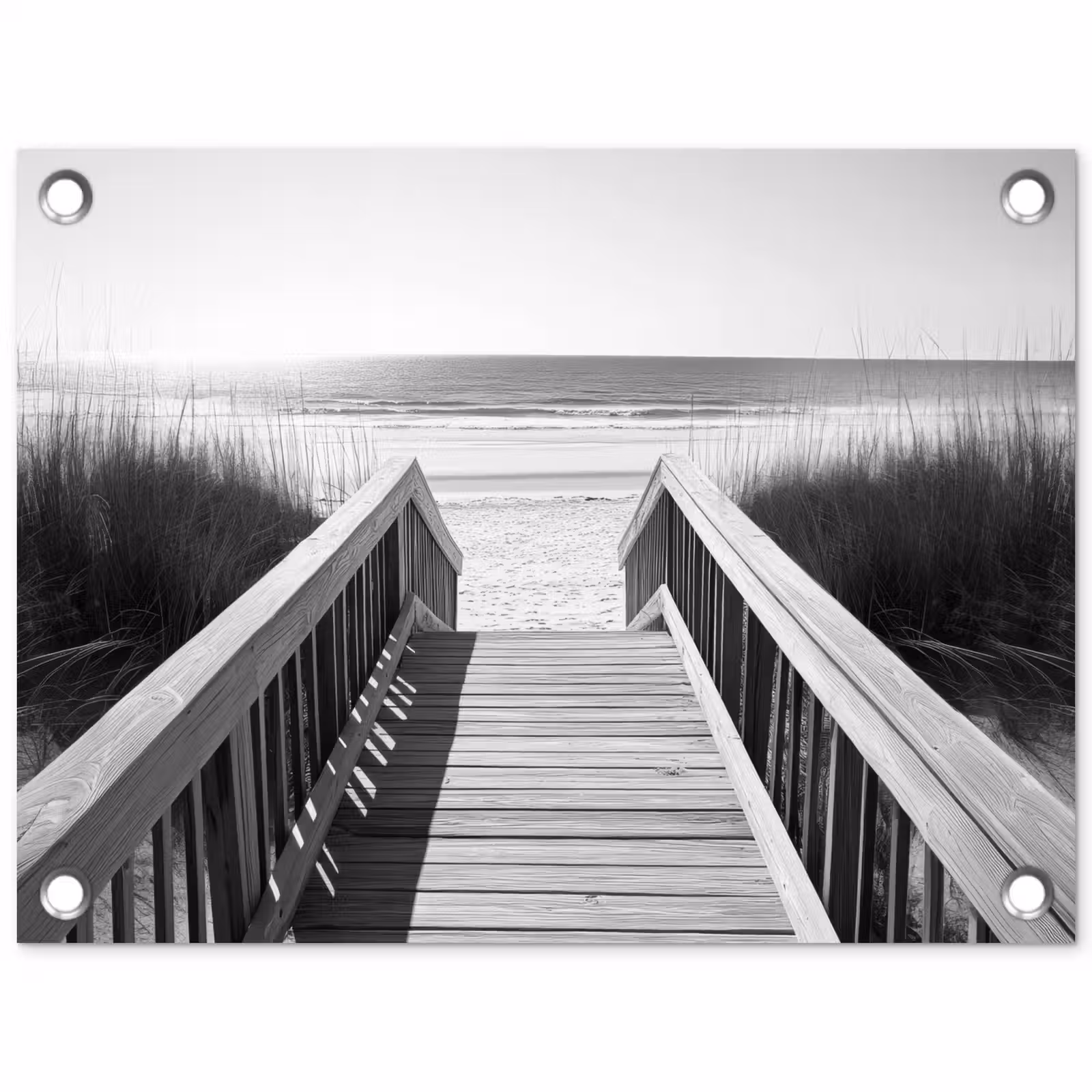 Tuinposter - Loopbrug - Hout - Strand - Zee — 1