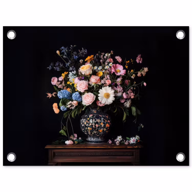 Tuinposter - Bloemenvaas - Hout - Bloemen - Boeket — 1