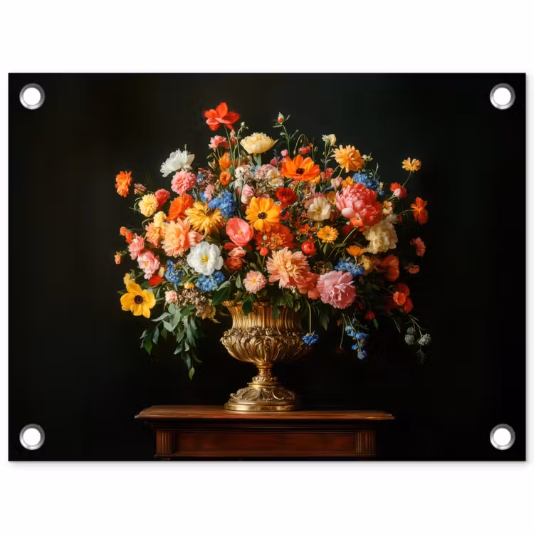 Tuinposter - Goud - Bloemen - Kleuren - Vaas — 1