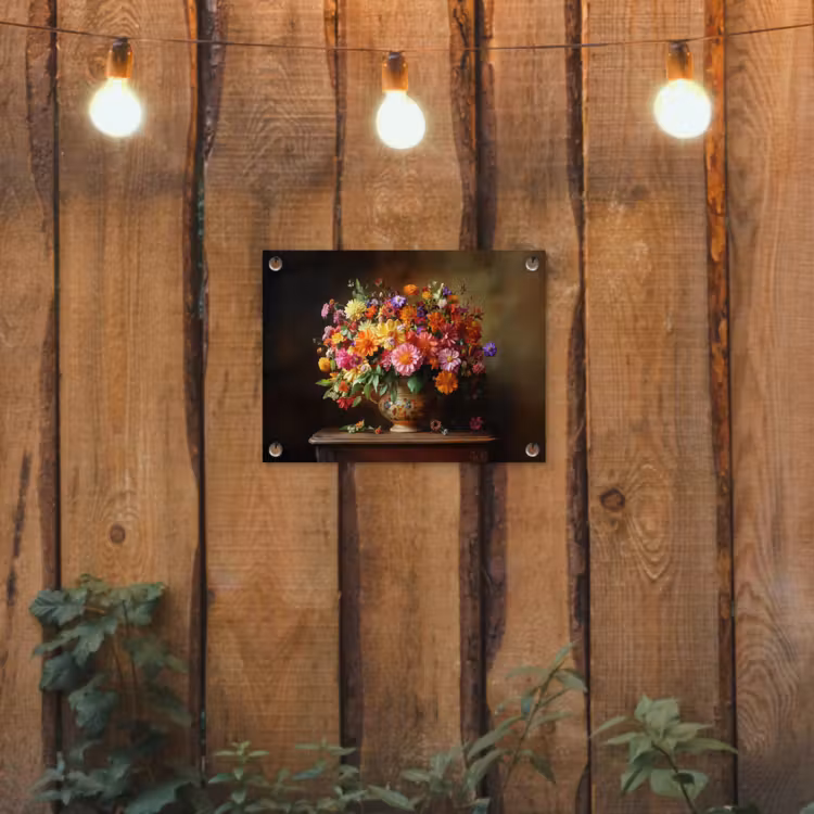 Tuinposter - Kleuren - Boeket - Vaas - Hout — 2