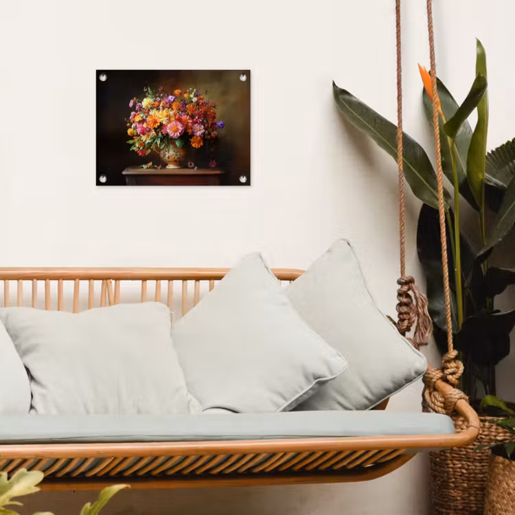 Tuinposter - Kleuren - Boeket - Vaas - Hout — 5