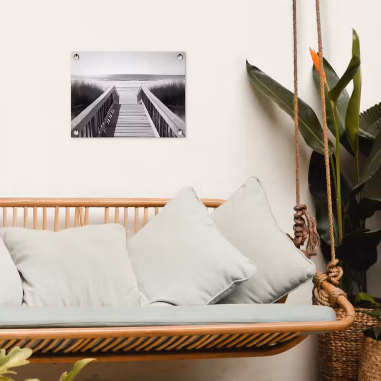 Tuinposter - Loopbrug - Hout - Strand - Zee — 5