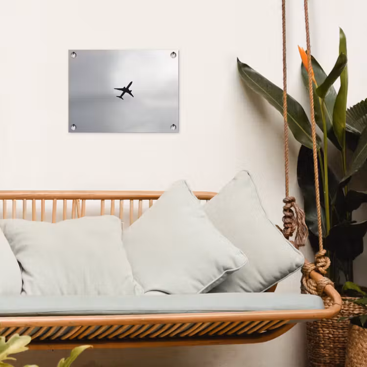 Tuinposter - Minimalistisch - Silhouet - Zwart - Vliegtuig — 5