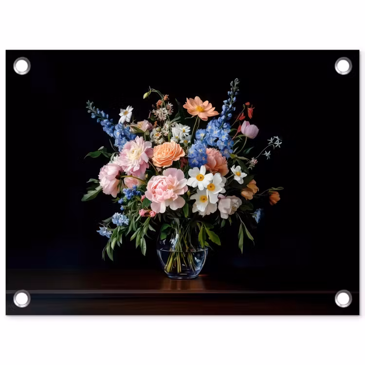 Tuinposter - Pastel - Bloemen - Glazen - Vaas — 1