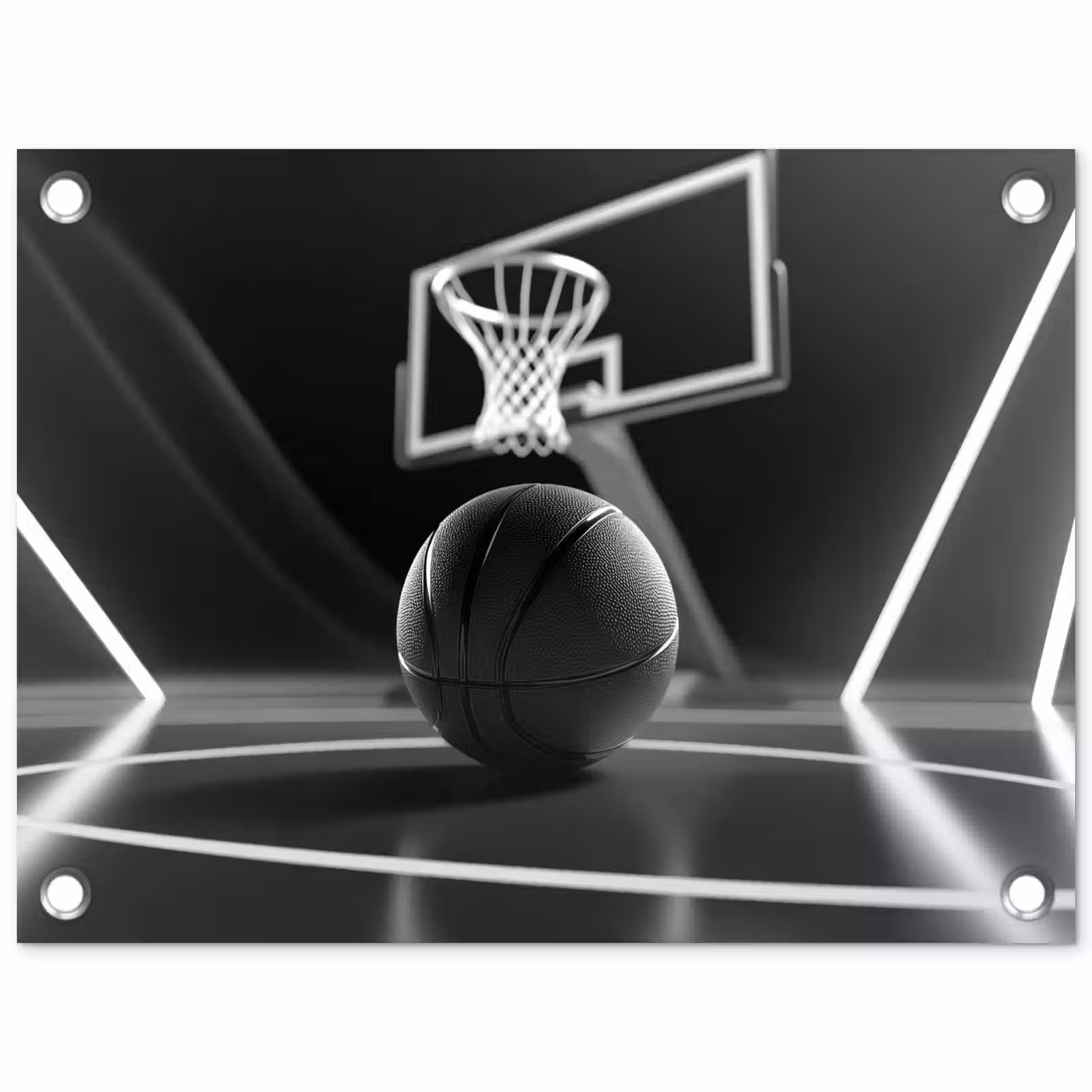 Tuinposter - Basketbal - Basketbalveld - Lichtlijnen — 1