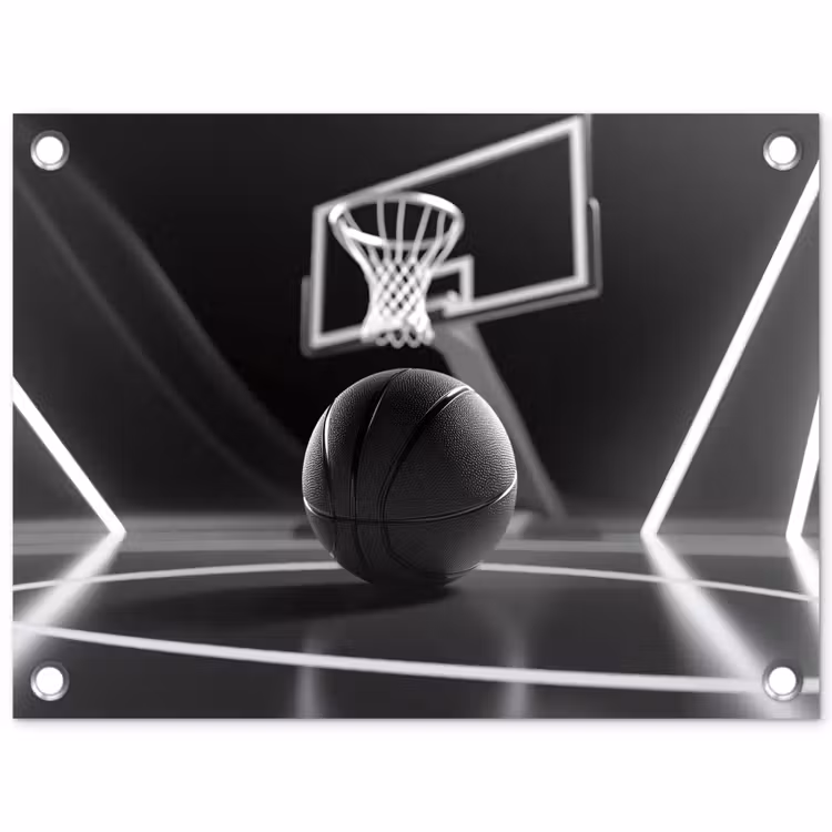 Tuinposter - Basketbal - Basketbalveld - Lichtlijnen — 1