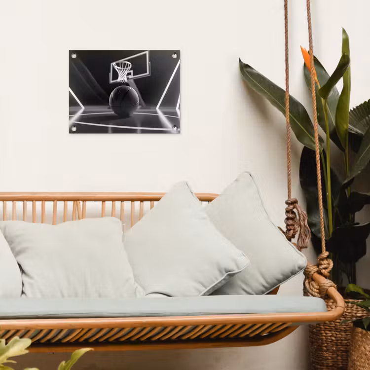 Tuinposter - Basketbal - Basketbalveld - Lichtlijnen — 5