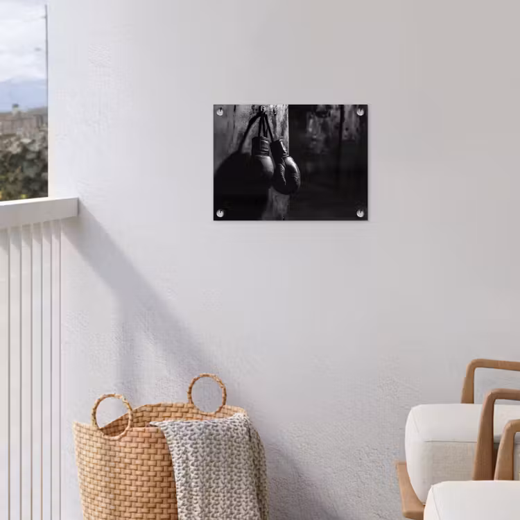 Tuinposter - Bokshandschoenen - Muur - Duister - Zwart — 3