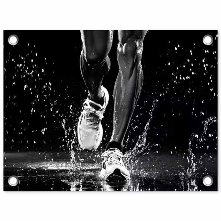 Tuinposter - Hardloopschoenen - Rennen - Druppels - Zwart — 1