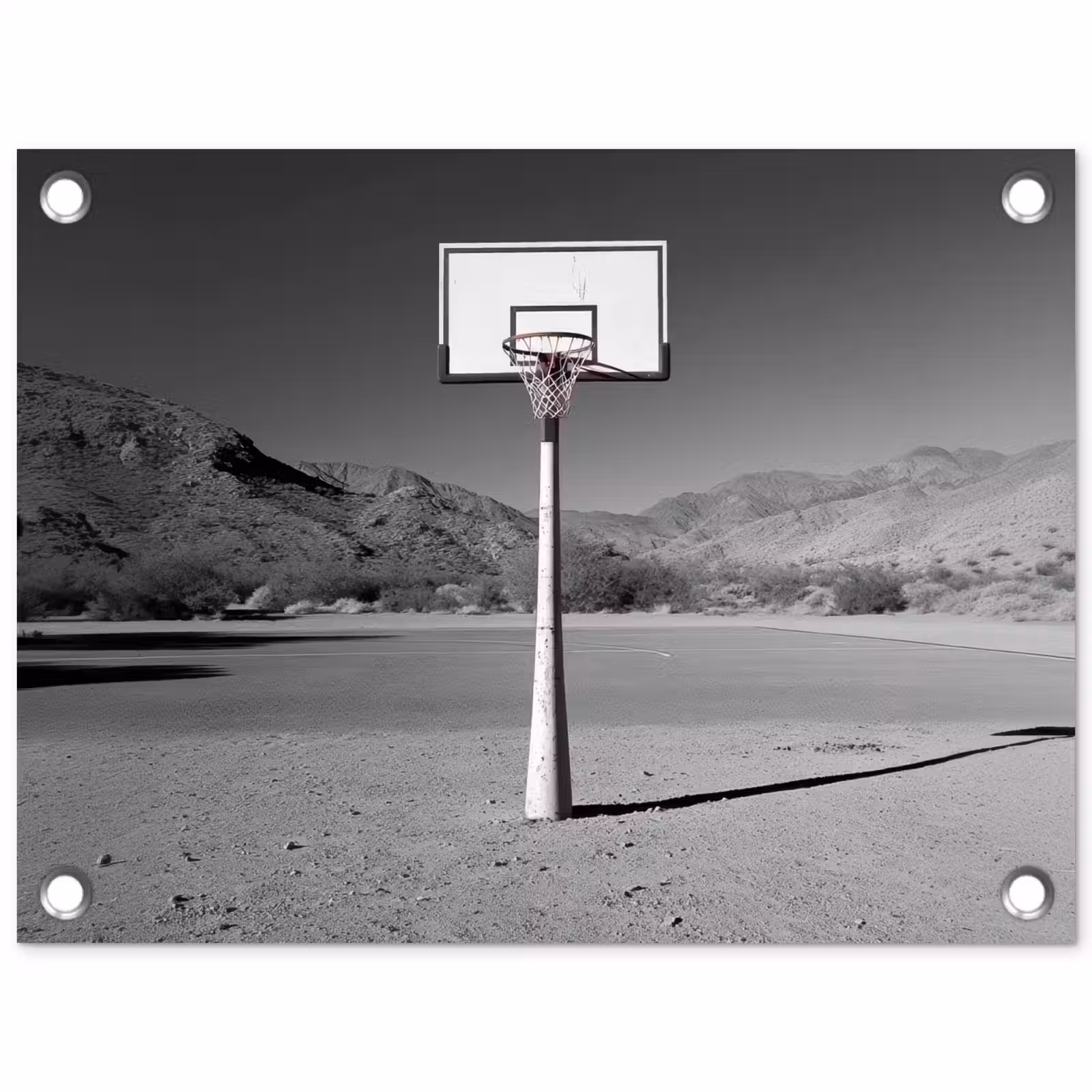 Tuinposter - Basketbalpaal - Landschap - Zand - Wit — 1