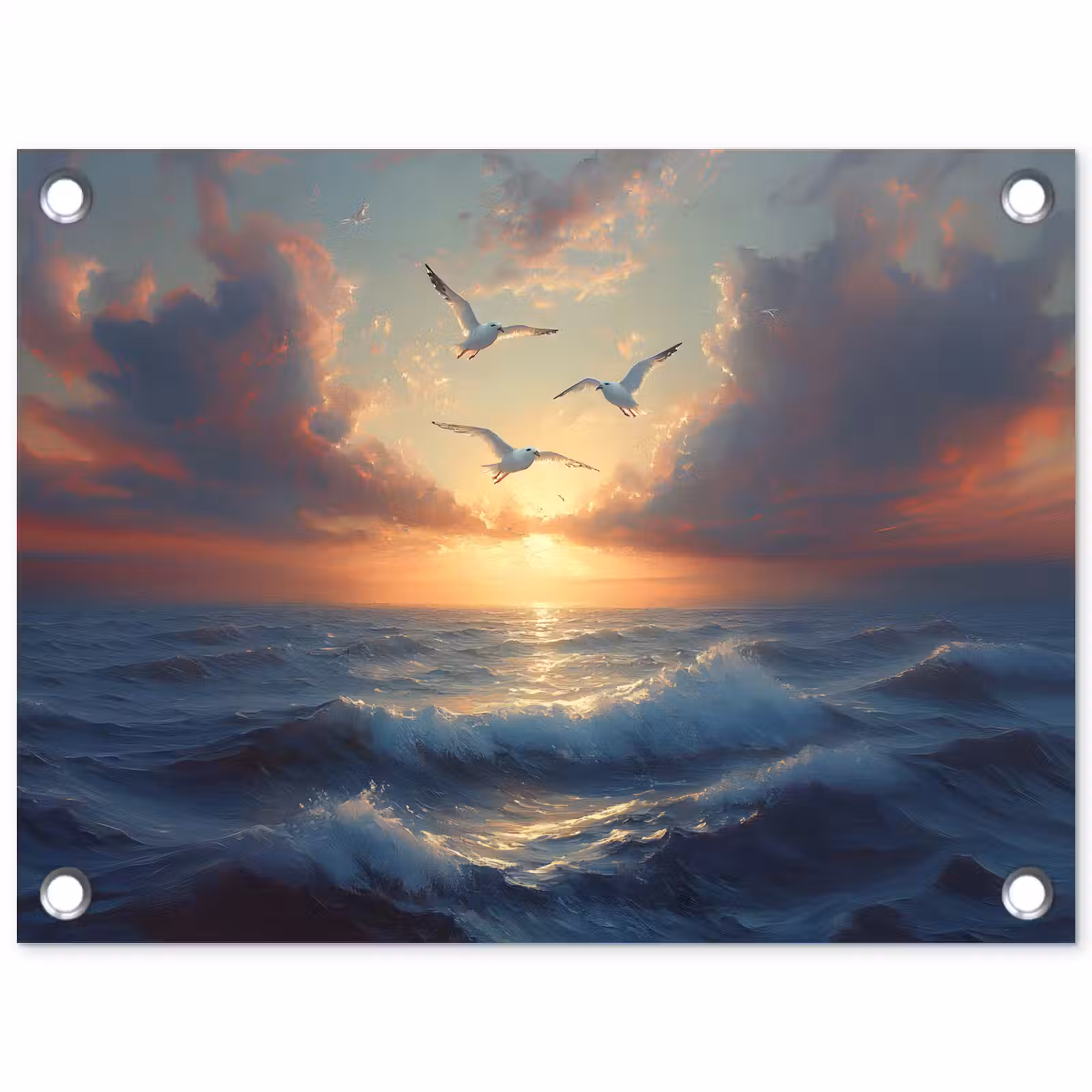 Tuinposter - Meeuwen - Zonsondergang - Zee - Wolken — 1