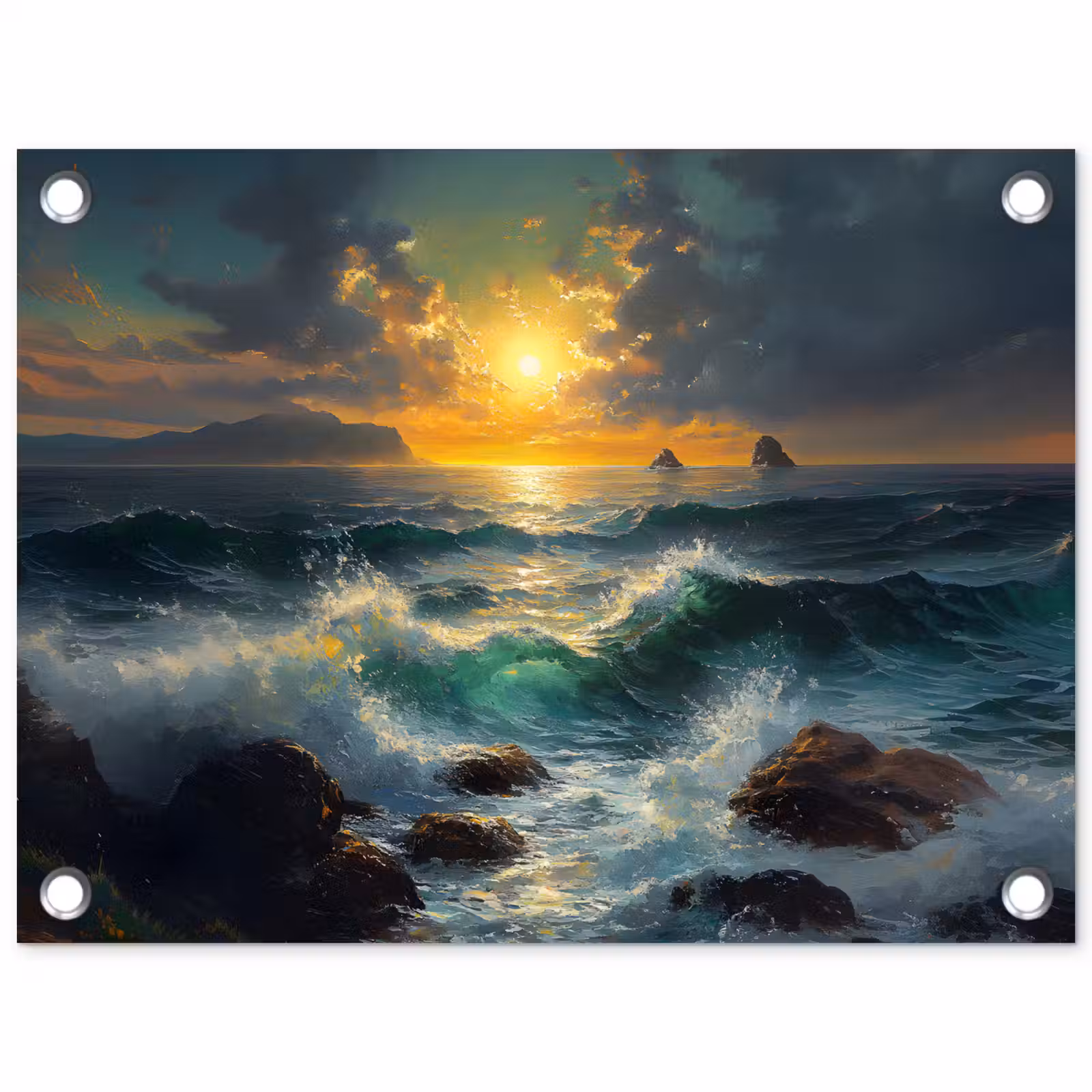 Tuinposter - Zee - Zon - Golven - Rotsen — 1