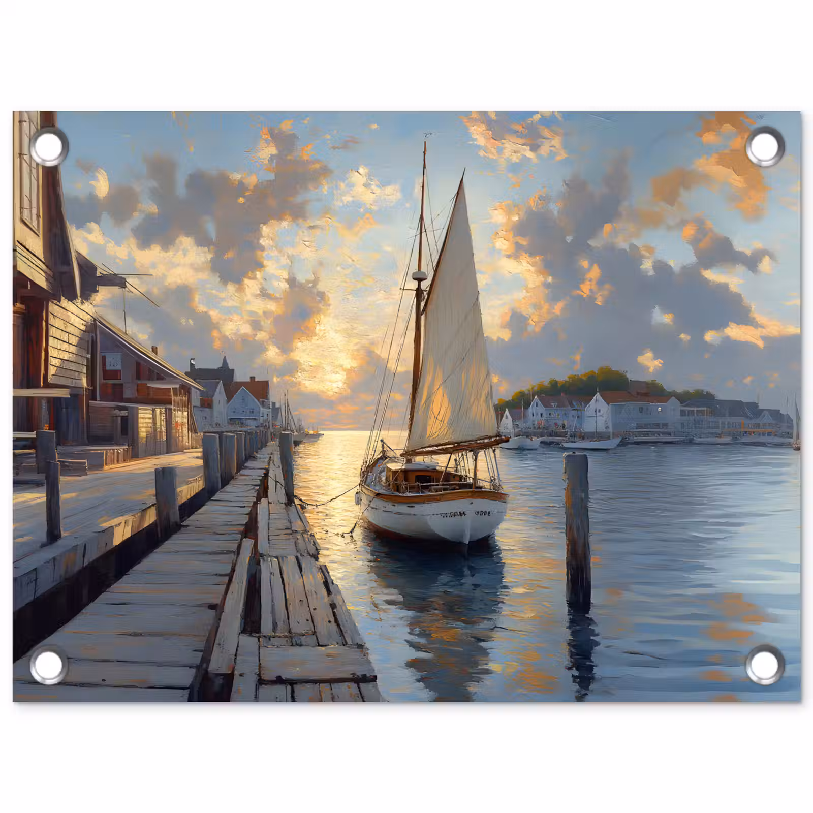 Tuinposter - Zeilboot - Zon - Pier - Hout — 1