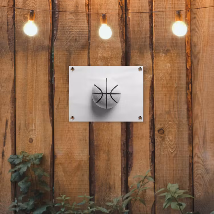 Tuinposter - Basketbal - Wit - Schaduw - Lijnen — 2