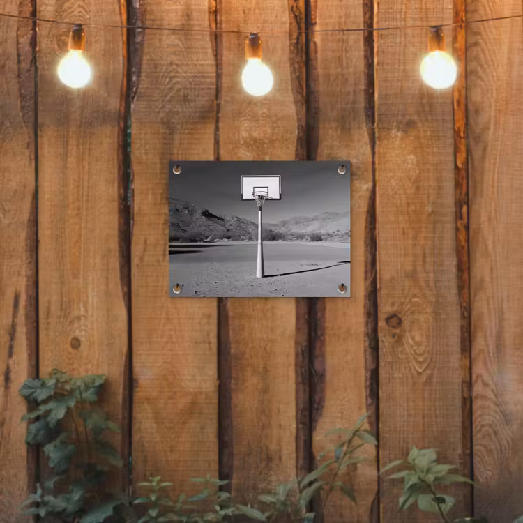 Tuinposter - Basketbalpaal - Landschap - Zand - Wit — 2