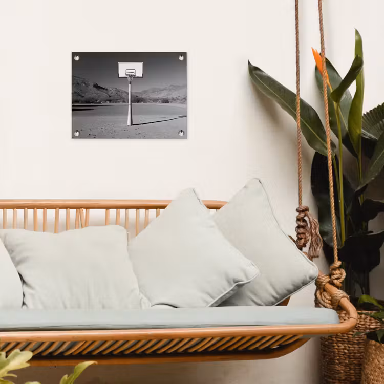 Tuinposter - Basketbalpaal - Landschap - Zand - Wit — 5