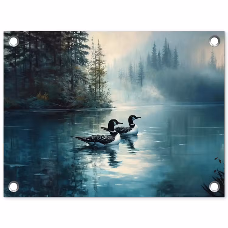 Tuinposter - Bos - Water - Eenden - Mistig — 1