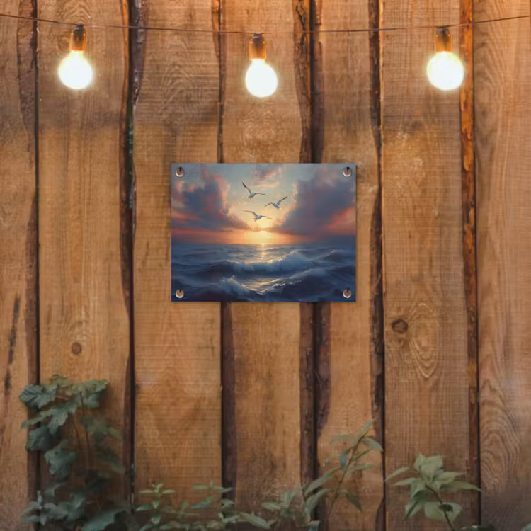 Tuinposter - Meeuwen - Zonsondergang - Zee - Wolken — 2