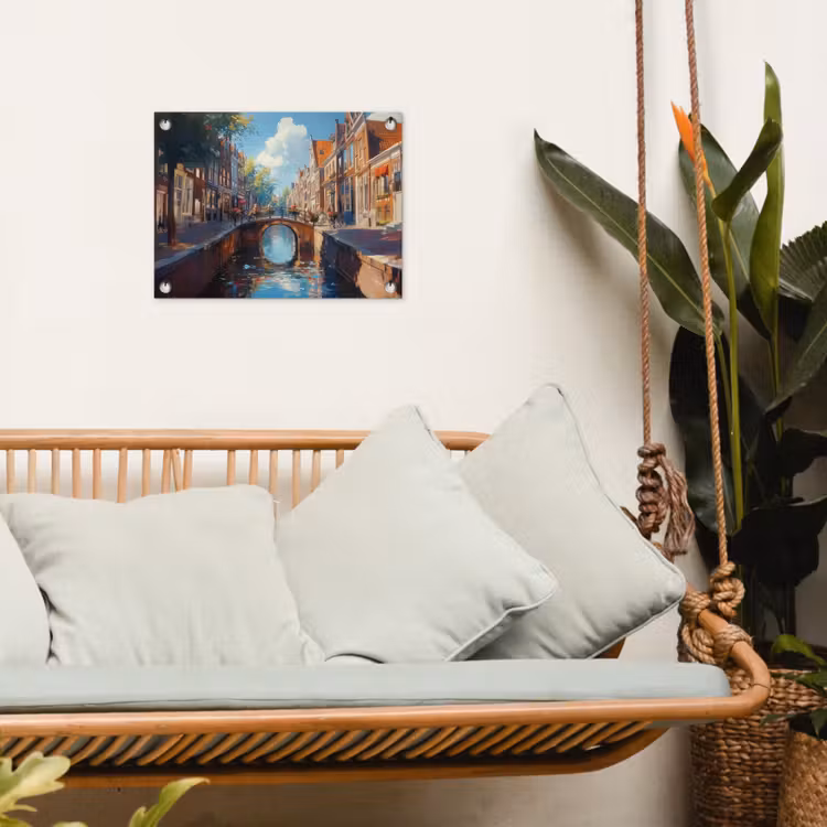 Tuinposter - Stad - Gracht - Zon - Fietsen — 5