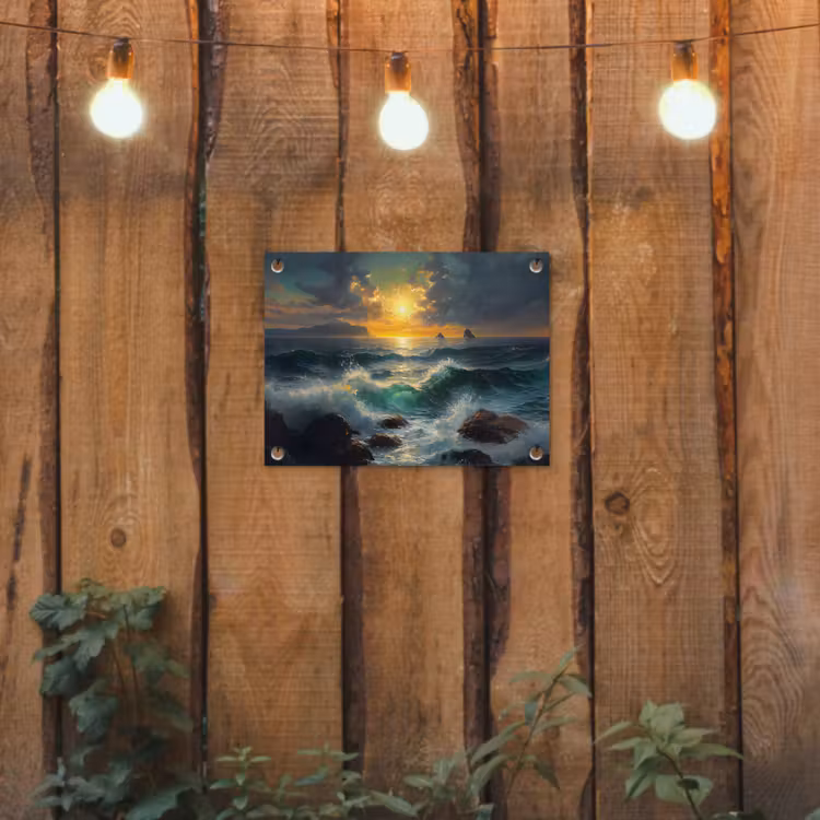 Tuinposter - Zee - Zon - Golven - Rotsen — 2
