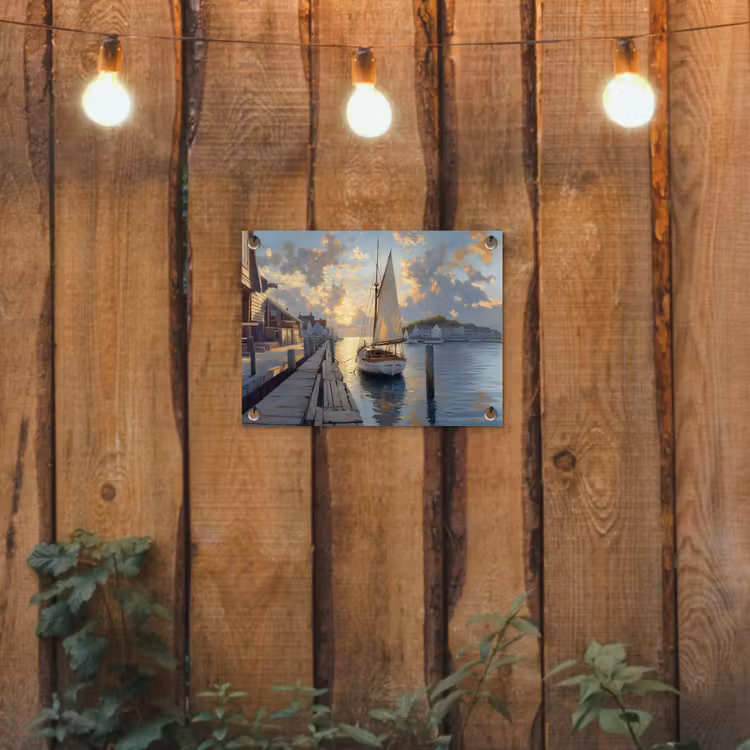 Tuinposter - Zeilboot - Zon - Pier - Hout — 2