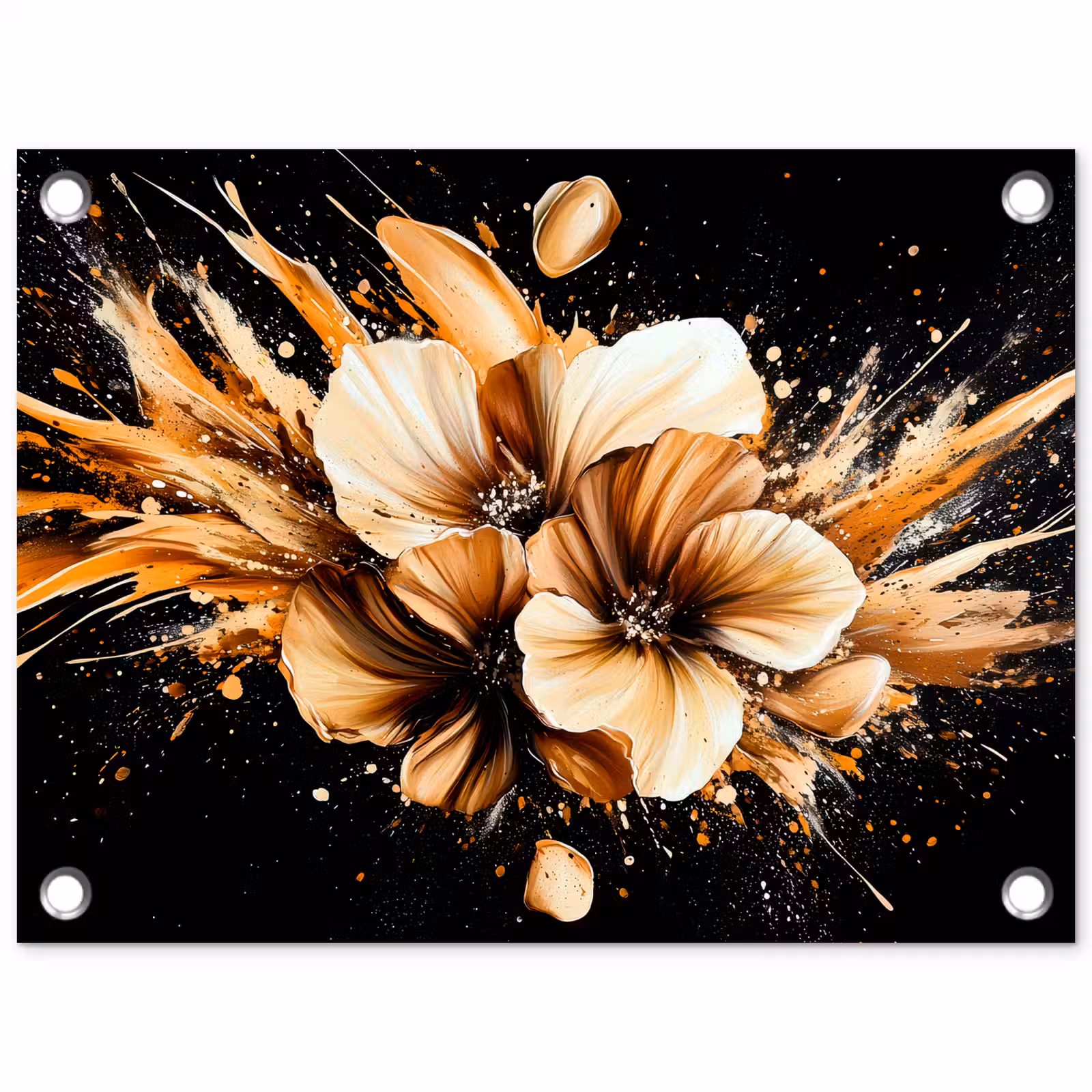 Tuinposter - Bloemen - Goud - Graffiti - Zwart - Abstract — 1