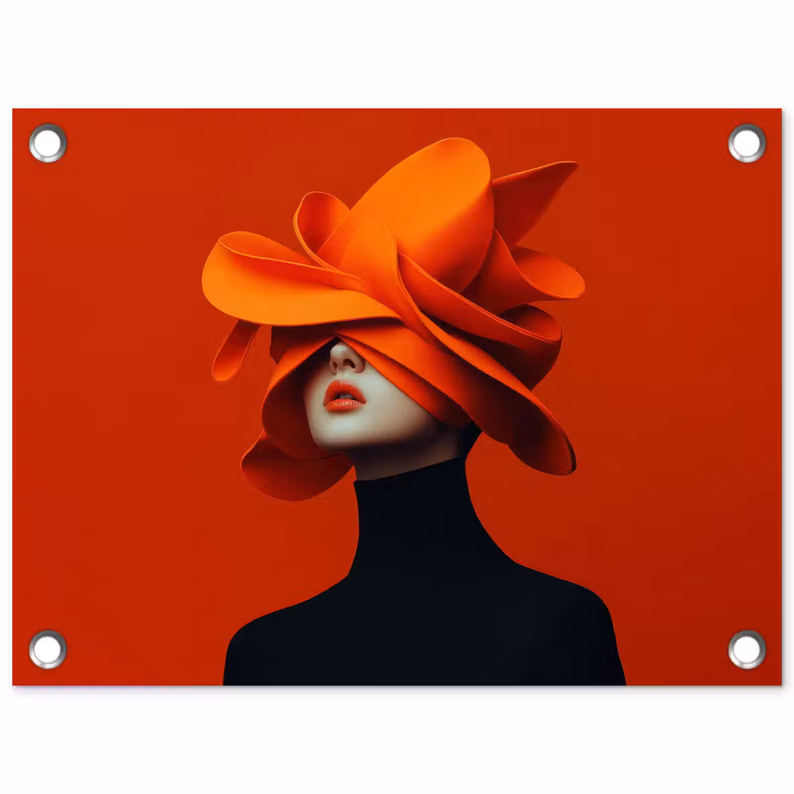 Tuinposter - Oranje - Hoed - Vrouw — 1