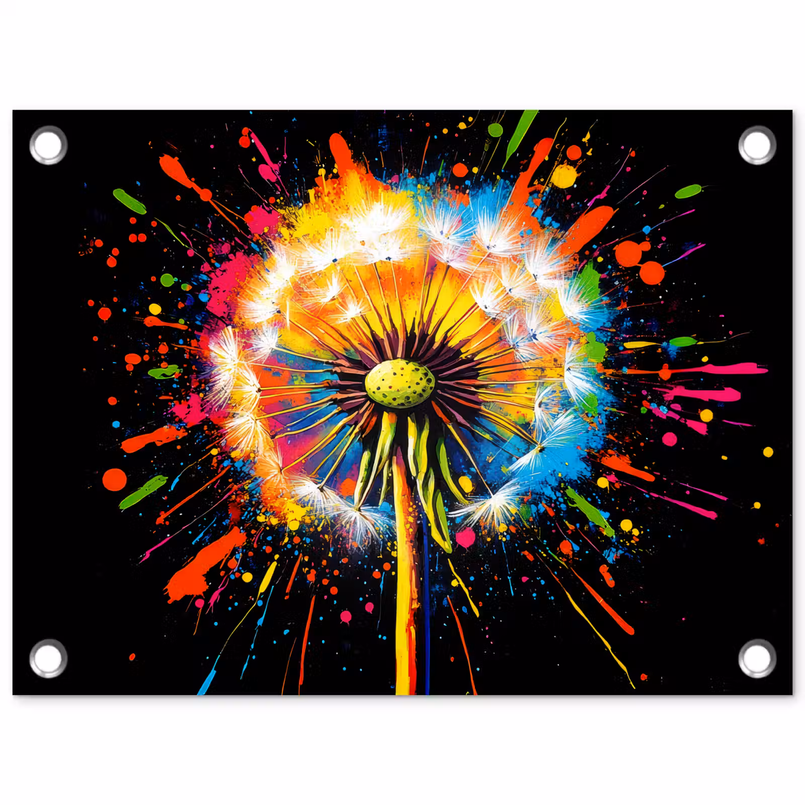 Tuinposter - Paardenbloem - Graffiti - Kleurrijk - Bloemen - Natuur — 1