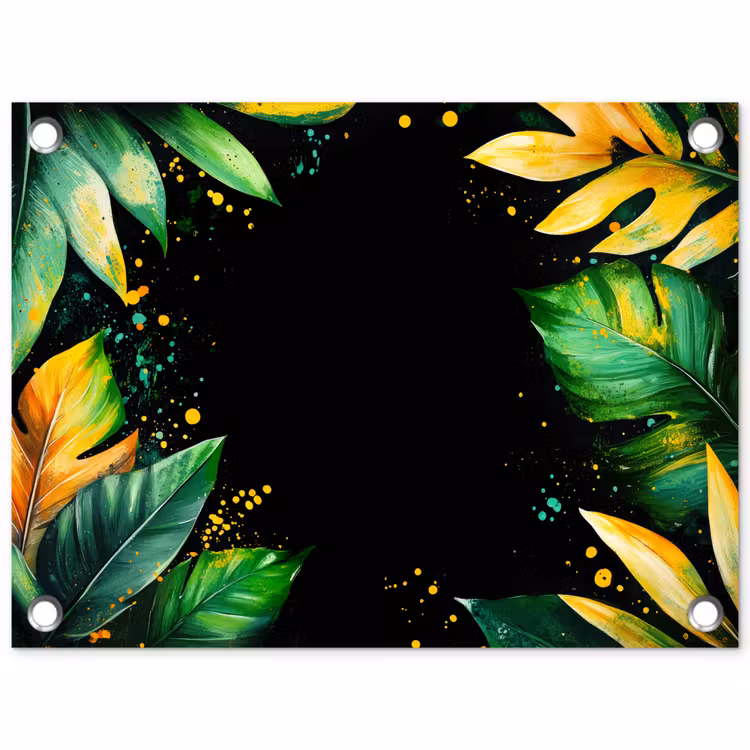 Tuinposter - Bladeren - Groen - Geel - Verf - Jungle — 1