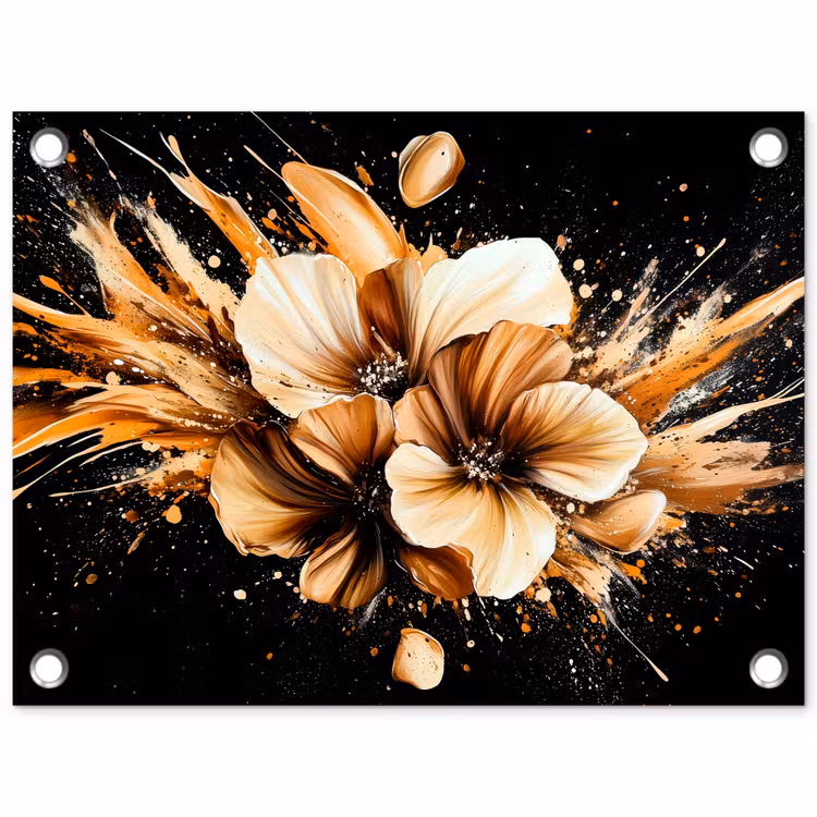 Tuinposter - Bloemen - Goud - Graffiti - Zwart - Abstract — 1