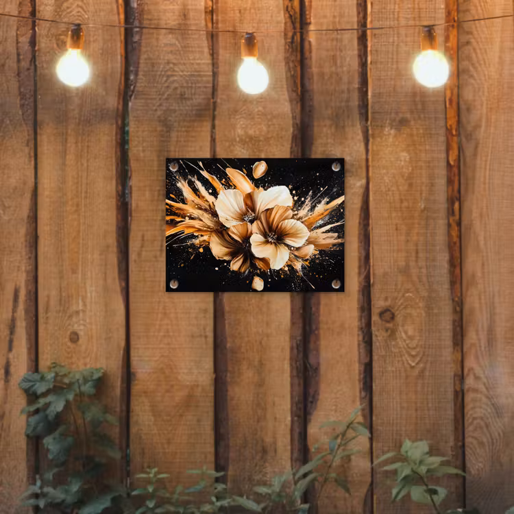 Tuinposter - Bloemen - Goud - Graffiti - Zwart - Abstract — 2
