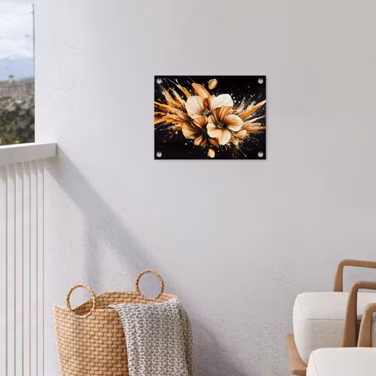 Tuinposter - Bloemen - Goud - Graffiti - Zwart - Abstract — 3