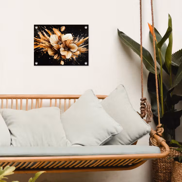 Tuinposter - Bloemen - Goud - Graffiti - Zwart - Abstract — 5