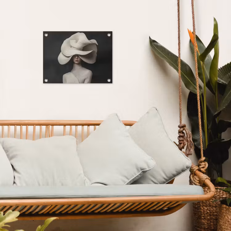 Tuinposter - Modern - Vrouw - Hoed — 5