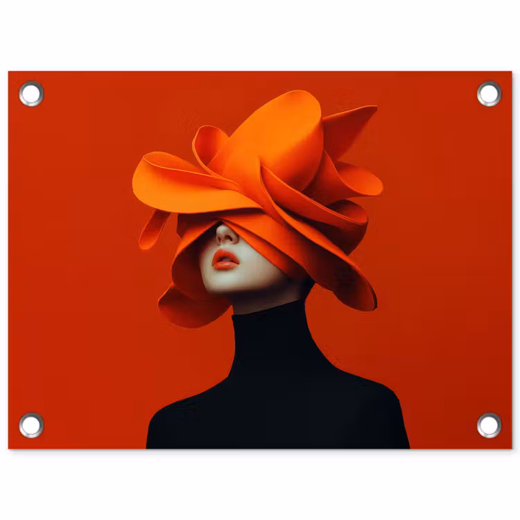Tuinposter - Oranje - Hoed - Vrouw — 1