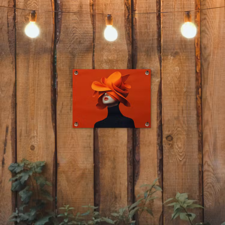 Tuinposter - Oranje - Hoed - Vrouw — 2