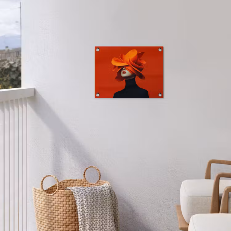 Tuinposter - Oranje - Hoed - Vrouw — 3