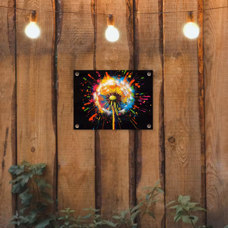 Tuinposter - Paardenbloem - Graffiti - Kleurrijk - Bloemen - Natuur — 2