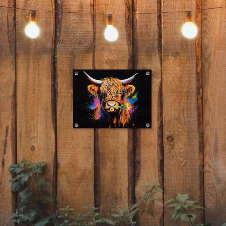 Tuinposter - Schotse Hooglander - Graffiti - Kleurrijk - Bloem - Dieren — 2