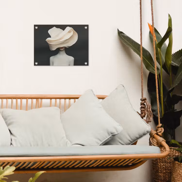 Tuinposter - Vrouw - Beige - hoed — 5